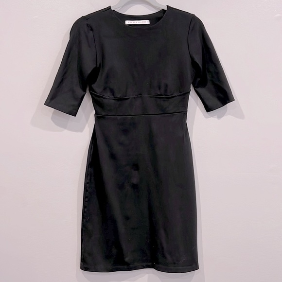 Susana Monaco Open Back Sexy Little Black Short Sleeve Stretch Mini Dress M 6 8 - Picture 12 of 12